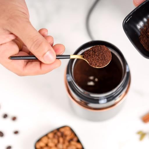 Geepas Coffee Grinder- GCG41023/ 80 g Capacity, 200 W Powerful Motor, Durable Stainless Steel Jar and Blade/Ergonomic Grip, Perfect for Grinding Coffee Beans, Spices etc./ Black