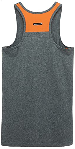 Splash Two-Tone Cotton Tank Top for Men - Heather Grey & Orange, S