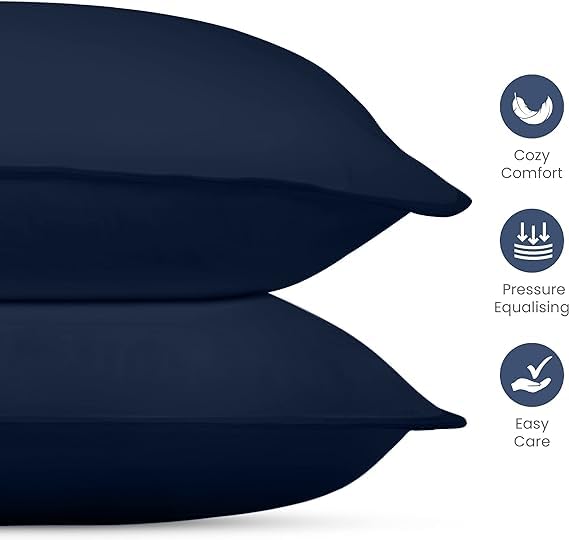 MUSA Pillows for Sleeping 40x60 cm-Premium Down Alternative Filled Bed Pillows - Hypoallergenic & Plush Hotel Pillow (Navy)