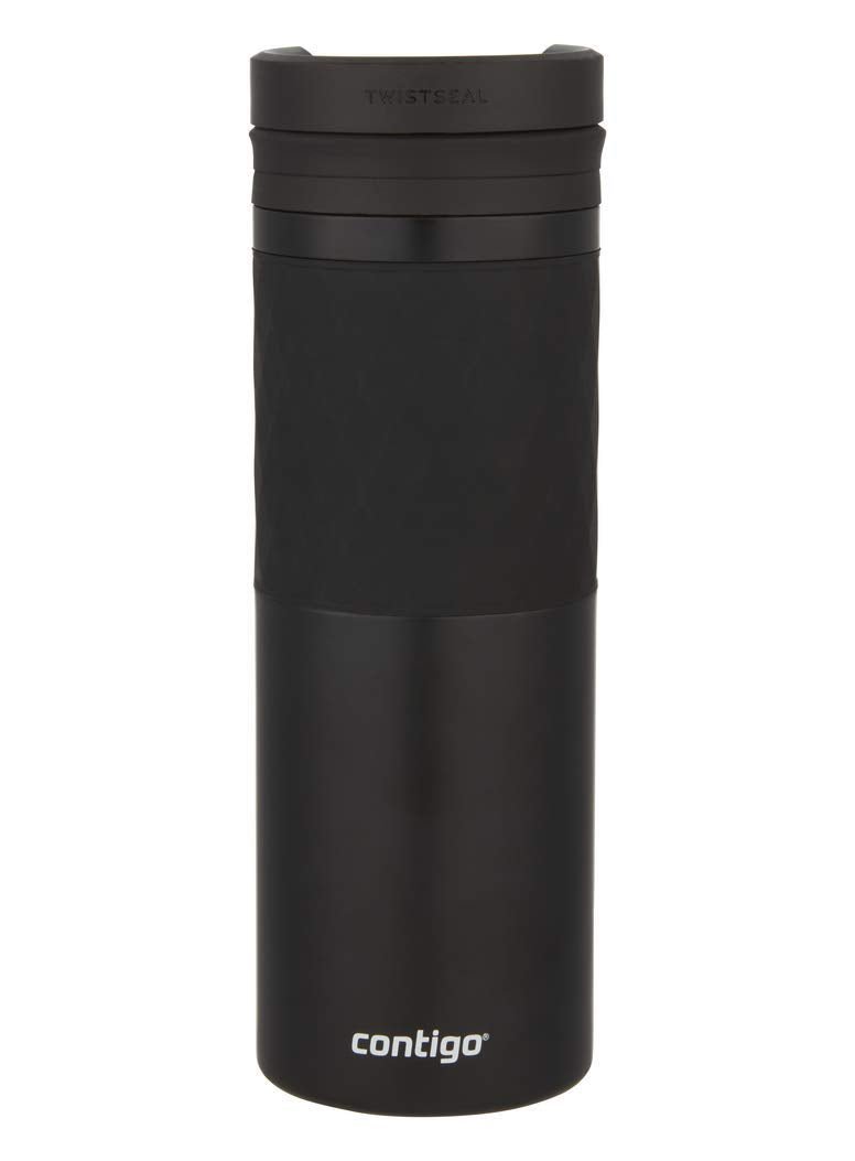 Contigo Glaze Twistseal Travel Mug, Stainless Steel Thermal Vacuum Flask, Leakproof Tumbler, Coffee Mug With Bpa Free Easy-Clean Lid, Matte Black, Black, 470 ml 1 Count (Pack of 1), 2095392