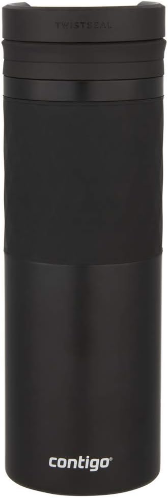 Contigo Glaze Twistseal Travel Mug, Stainless Steel Thermal Vacuum Flask, Leakproof Tumbler, Coffee Mug With Bpa Free Easy-Clean Lid, Matte Black, Black, 470 ml 1 Count (Pack of 1), 2095392