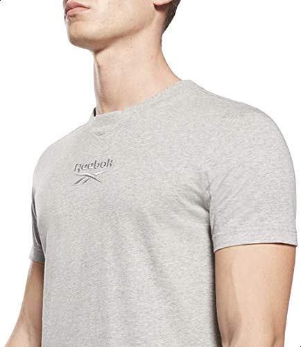 Reebok TE Melange Cotton Front Stitched Logo Slim-Fit T-shirt for Men