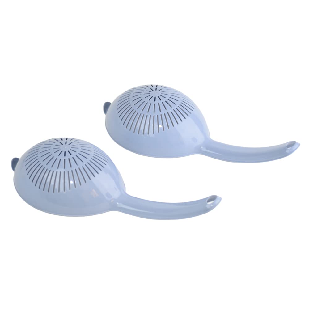 Bager bg-477 plastic oval strainer with handle set of 2 pieces - baby blue