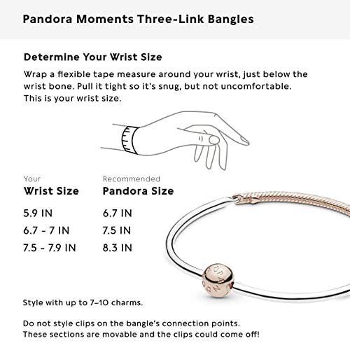 Pandora Two-Tone Ball Clasp Engraved Logo Bangle For Women - Rose Gold and Silver