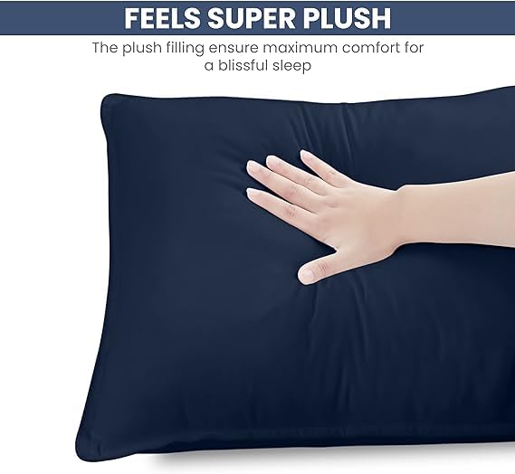 MUSA Pillows for Sleeping 40x60 cm-Premium Down Alternative Filled Bed Pillows - Hypoallergenic & Plush Hotel Pillow (Navy)