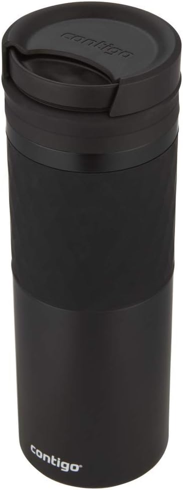 Contigo Glaze Twistseal Travel Mug, Stainless Steel Thermal Vacuum Flask, Leakproof Tumbler, Coffee Mug With Bpa Free Easy-Clean Lid, Matte Black, Black, 470 ml 1 Count (Pack of 1), 2095392