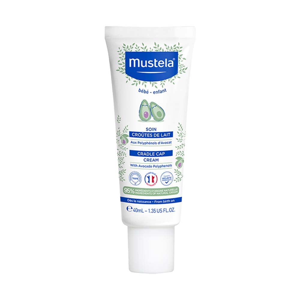 Mustela Baby Cradle Cap Cream - Newborn safe - with Natural Avocado - Paraben Free & Fragrance Free - 40ml