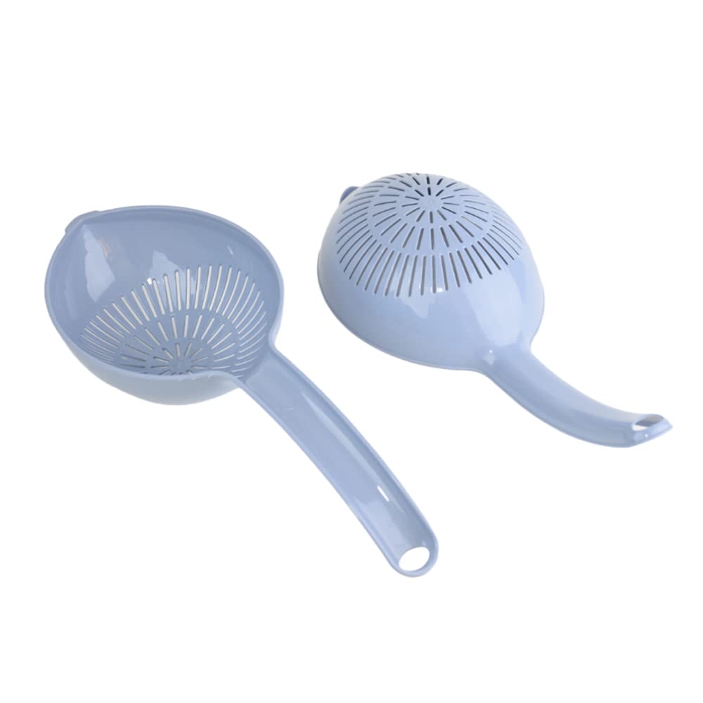 Bager bg-477 plastic oval strainer with handle set of 2 pieces - baby blue