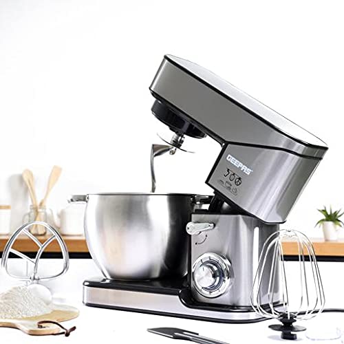 Geepas 2000W Stand Mixer 10L Stainless Steel Mixing Bowl For Bread & Dough, Tiltup Head 6 Speed With Pulse Power Indicator , Multicolor, Gsm43041