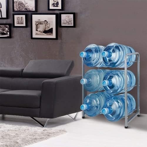 Showay ECVV 5 Gallon Water Bottle Holder, 3-Tier Water Cooler Jug Rack for 6 Bottles Heavy Duty Detachable Kitchen Organization and Storage Shelf