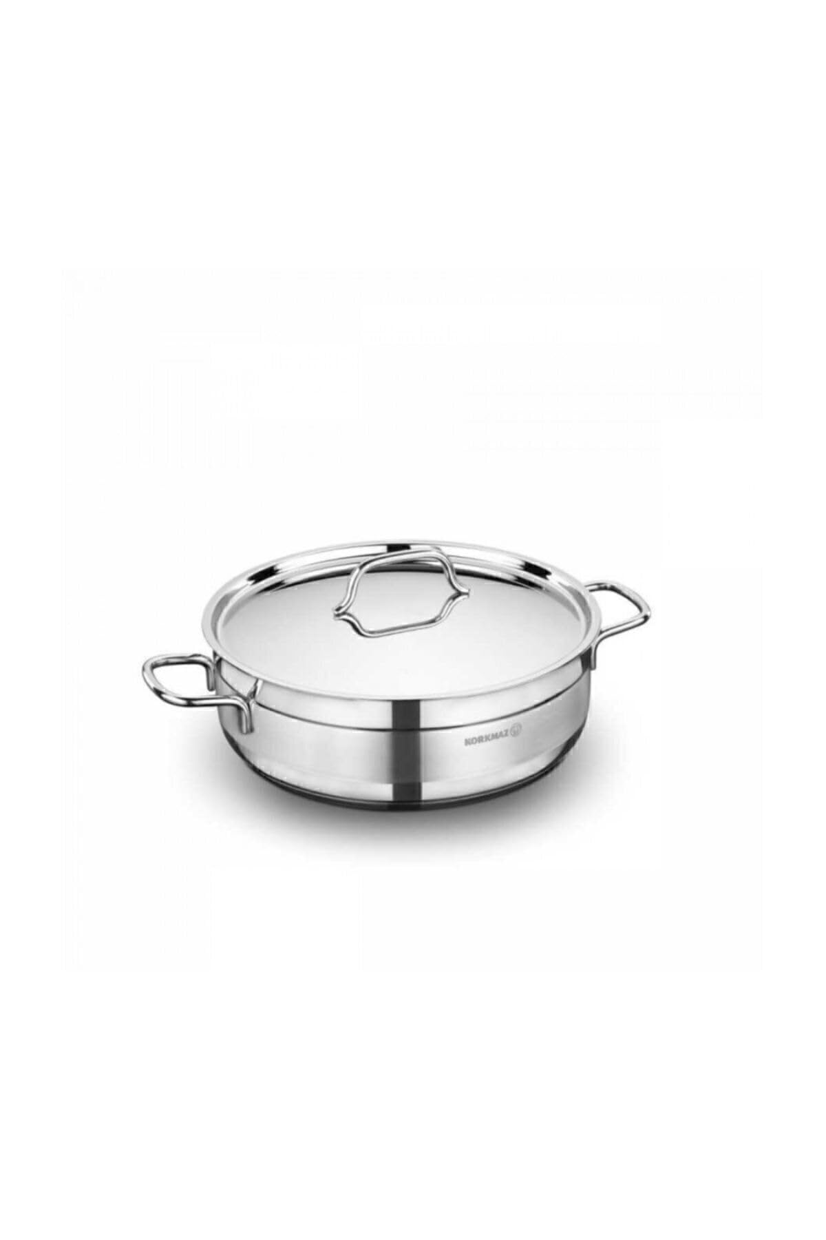 Korkmaz Alfa Casserole with Lid 24x8cm / 3.5L | Stainless Steel Induction Compatible Pot | Silver - KA1022