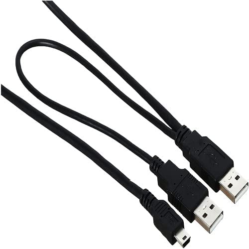 Keendex KX2385 cable 5pin male to 2xusb2.0 male for external hard hdd (mini-b to dual power 2xusb), 7.5m - black