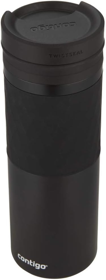 Contigo Glaze Twistseal Travel Mug, Stainless Steel Thermal Vacuum Flask, Leakproof Tumbler, Coffee Mug With Bpa Free Easy-Clean Lid, Matte Black, Black, 470 ml 1 Count (Pack of 1), 2095392