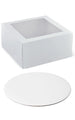 10 Inch Cake Box Easy Assembly With Top Clear Window (10 Inch Length x 10 Inch Width x 4.5 Inch Tall) With Silver 9 Inch Cake Board, Sturdy, Perfect for Carrying Cakes And Pastries - 1 Pack