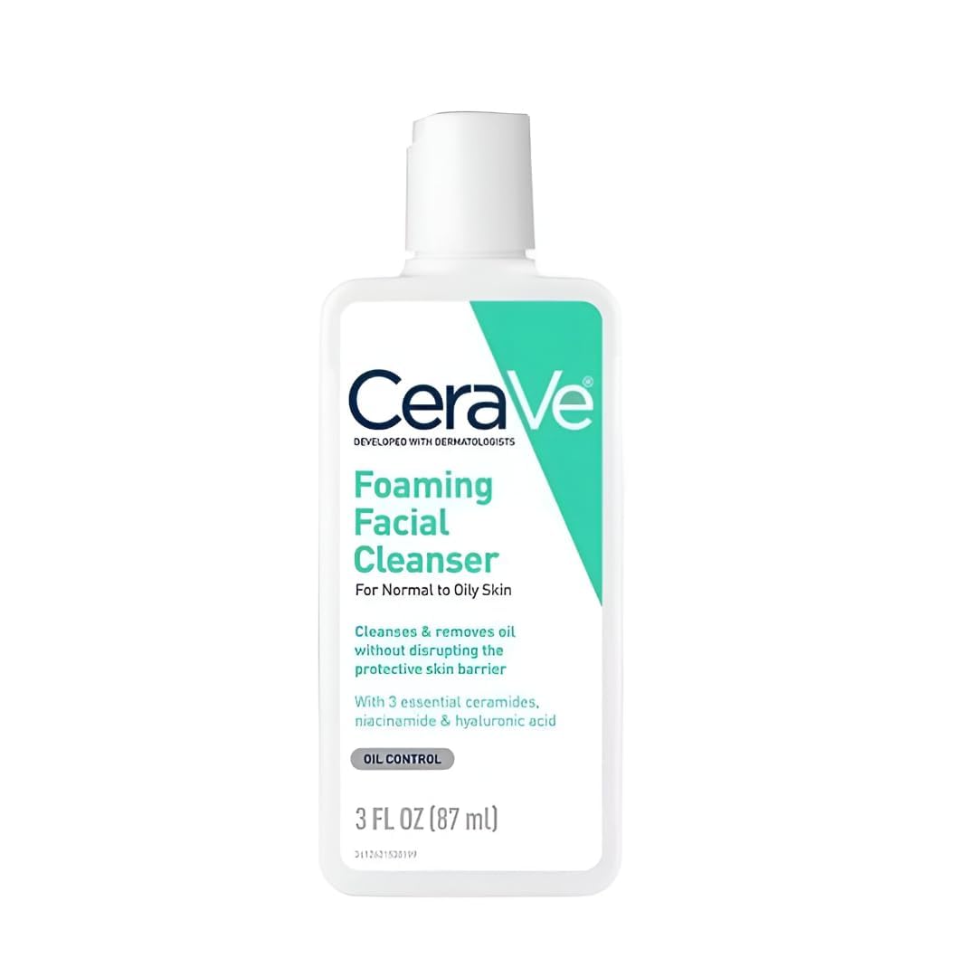 (87ml) - CeraVe Foaming Facial Cleanser 90ml Travel Size Face Wash, Normal to Oily Skin