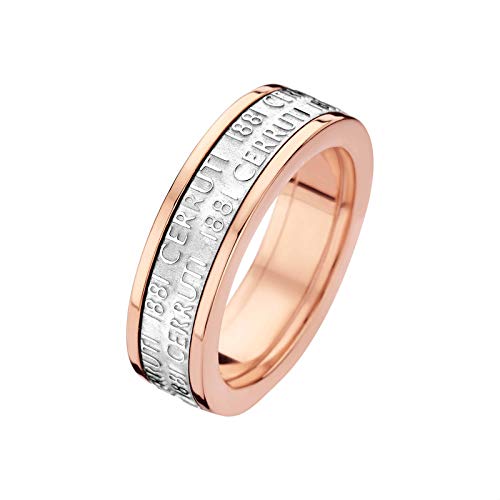 Cerruti 1881 Two-Tone Gold-Plated Stainless Steel Embossed Logo Band Ring for Men