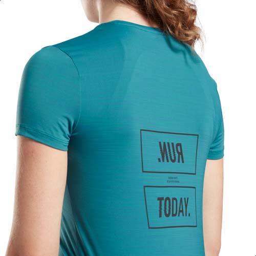 Reebok One Series Running activChill Front Logo Print Slim-Fit T-shirt for Women, Heritage Teal, S