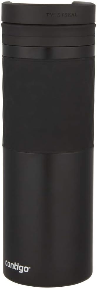 Contigo Glaze Twistseal Travel Mug, Stainless Steel Thermal Vacuum Flask, Leakproof Tumbler, Coffee Mug With Bpa Free Easy-Clean Lid, Matte Black, Black, 470 ml 1 Count (Pack of 1), 2095392