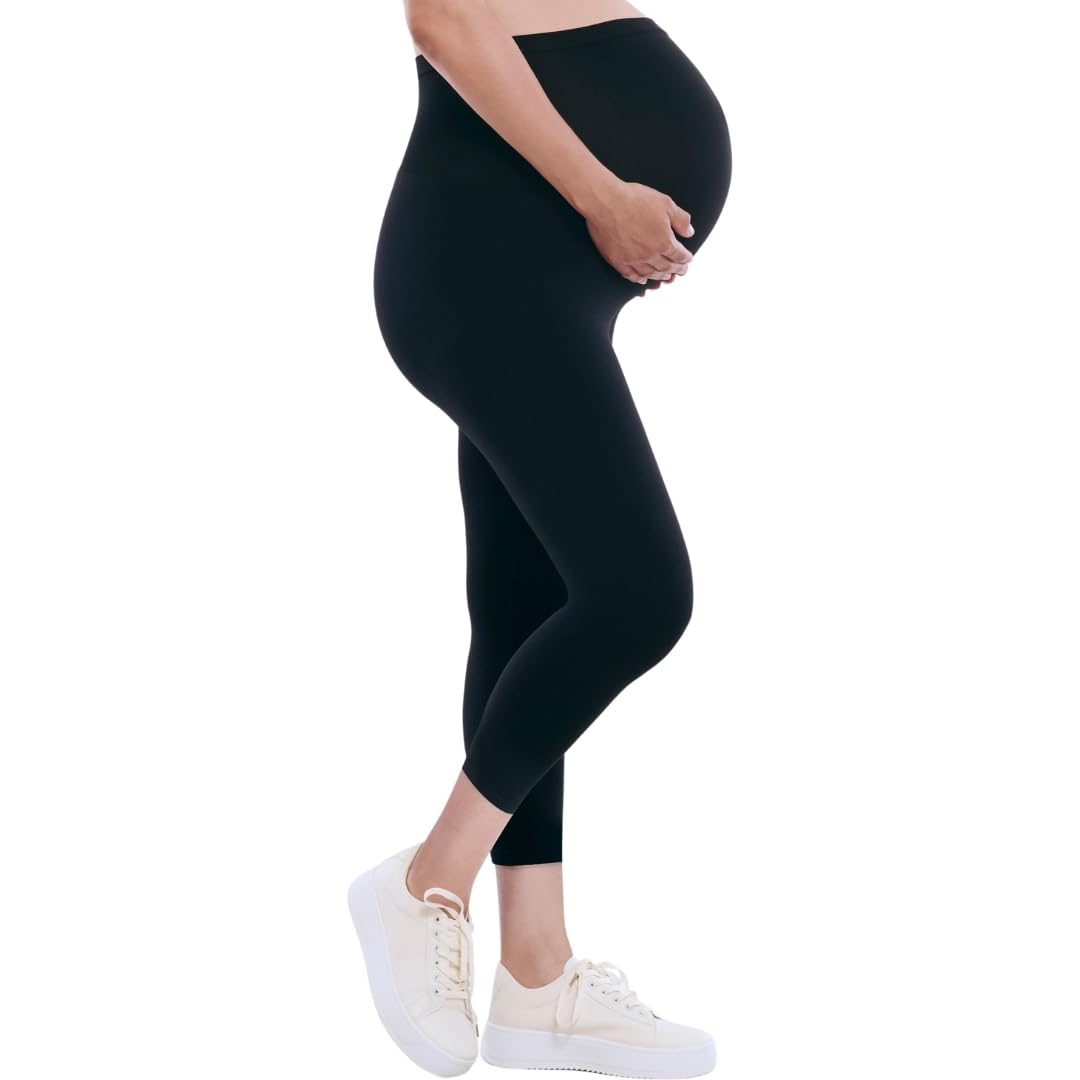 Motherhood Maternity Women's Essential Stretch Crop Length Secret Fit Belly Leggings Leggings