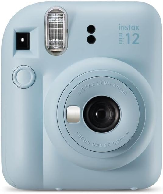 instax mini 12 instant film camera, auto exposure with Built-in selfie lens, Pastel Blue