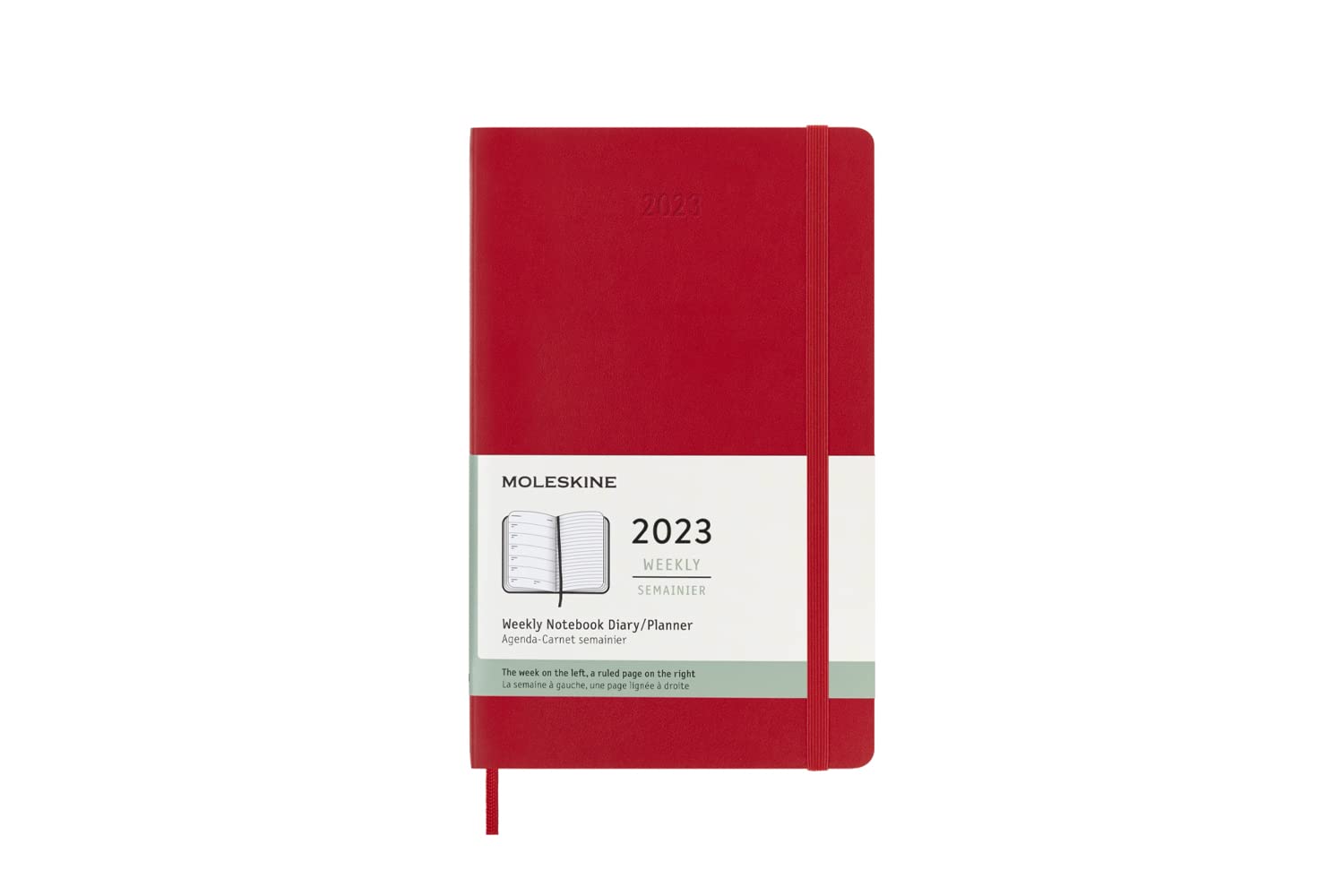 Moleskine Weekly Planner 2023, 12-Month Weekly Diary, Weekly Planner and Notebook, Soft Cover, Large Size 13 x 21 cm, Colour Scarlet Red