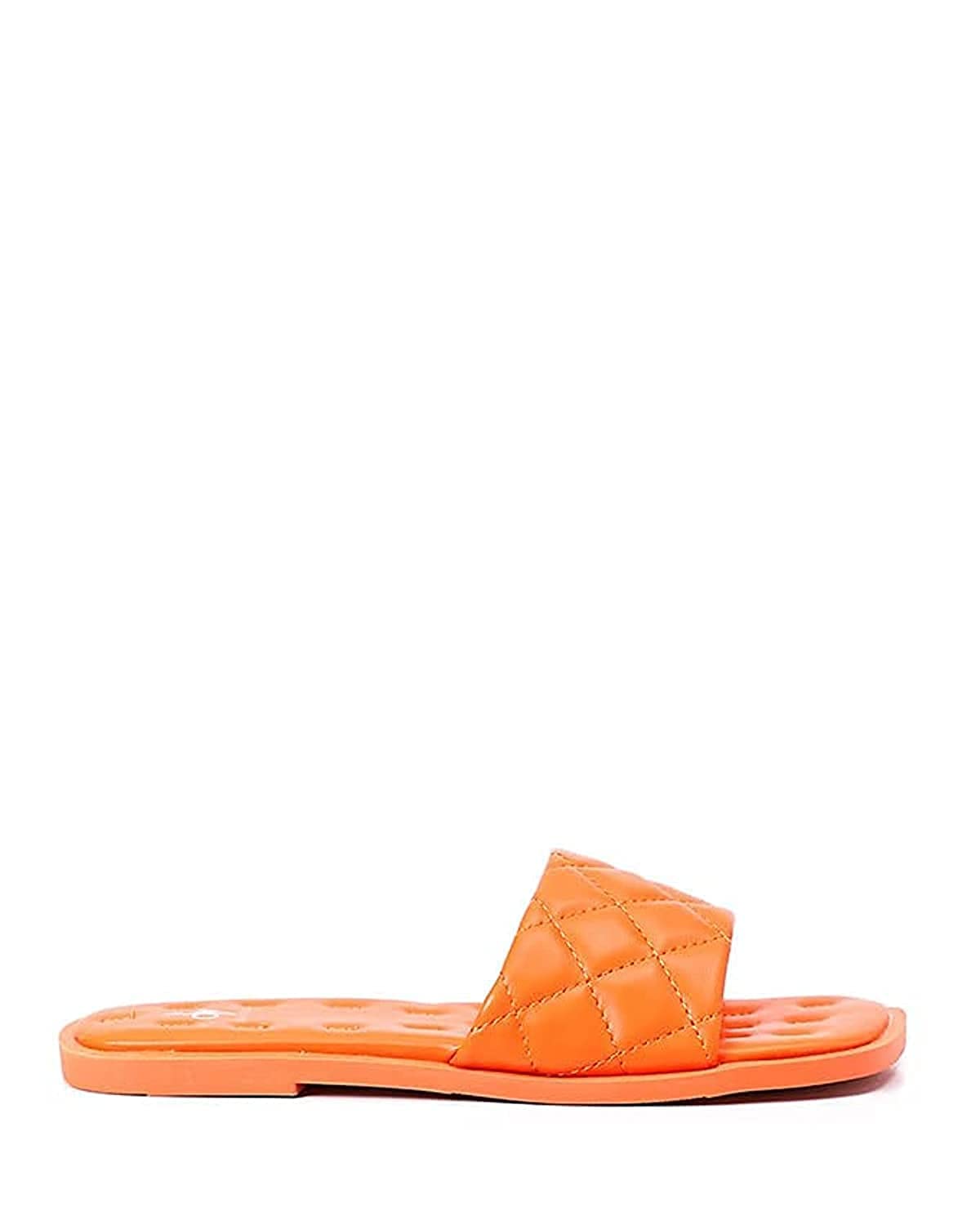 Dejavu Padded Squared Open Toecap Flat Slipper Color: Orange Size: 39 EU