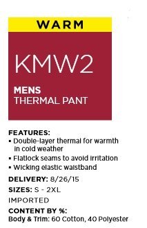 Duofold Men's Mid-Weight Wicking Thermal Pant  Duofold   