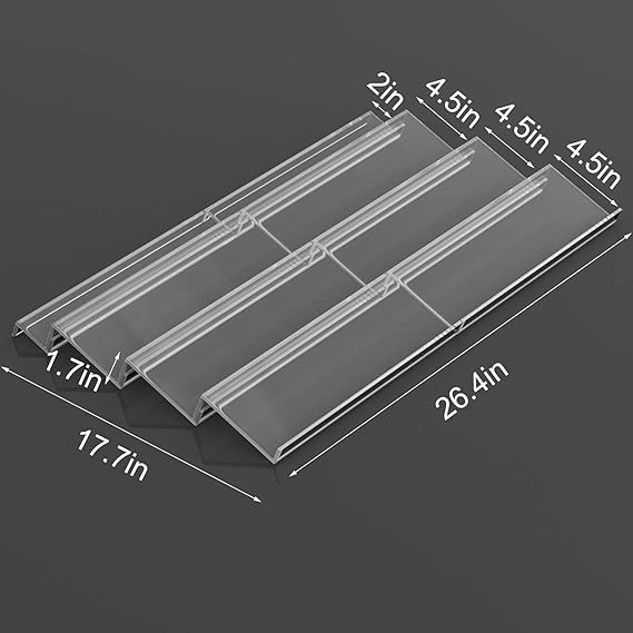 BPA® Adjustable Expandable Acrylic Spice Rack Tray, 4 Tier Spice Drawer Organizer for Kitchen Cabinets, Clear 2 Pack, 39.7x14.2x12.5 cm