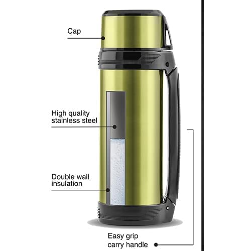 Lavita Stainless Steel Thermos - 1.00 Liter Mitac Gold with Handle & Deluxe Belt