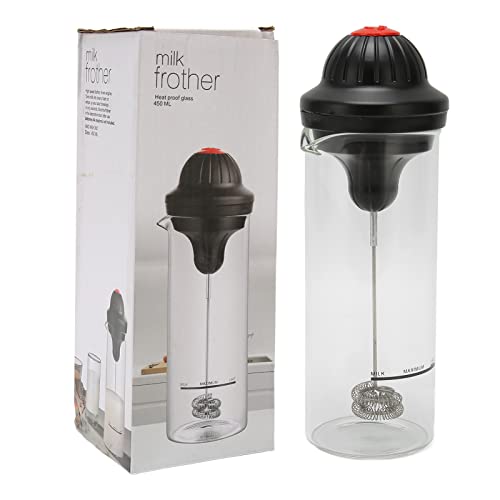 Battery Powered Milk Frother Handheld Electric Foam Maker with Heatproof Glass for Coffee