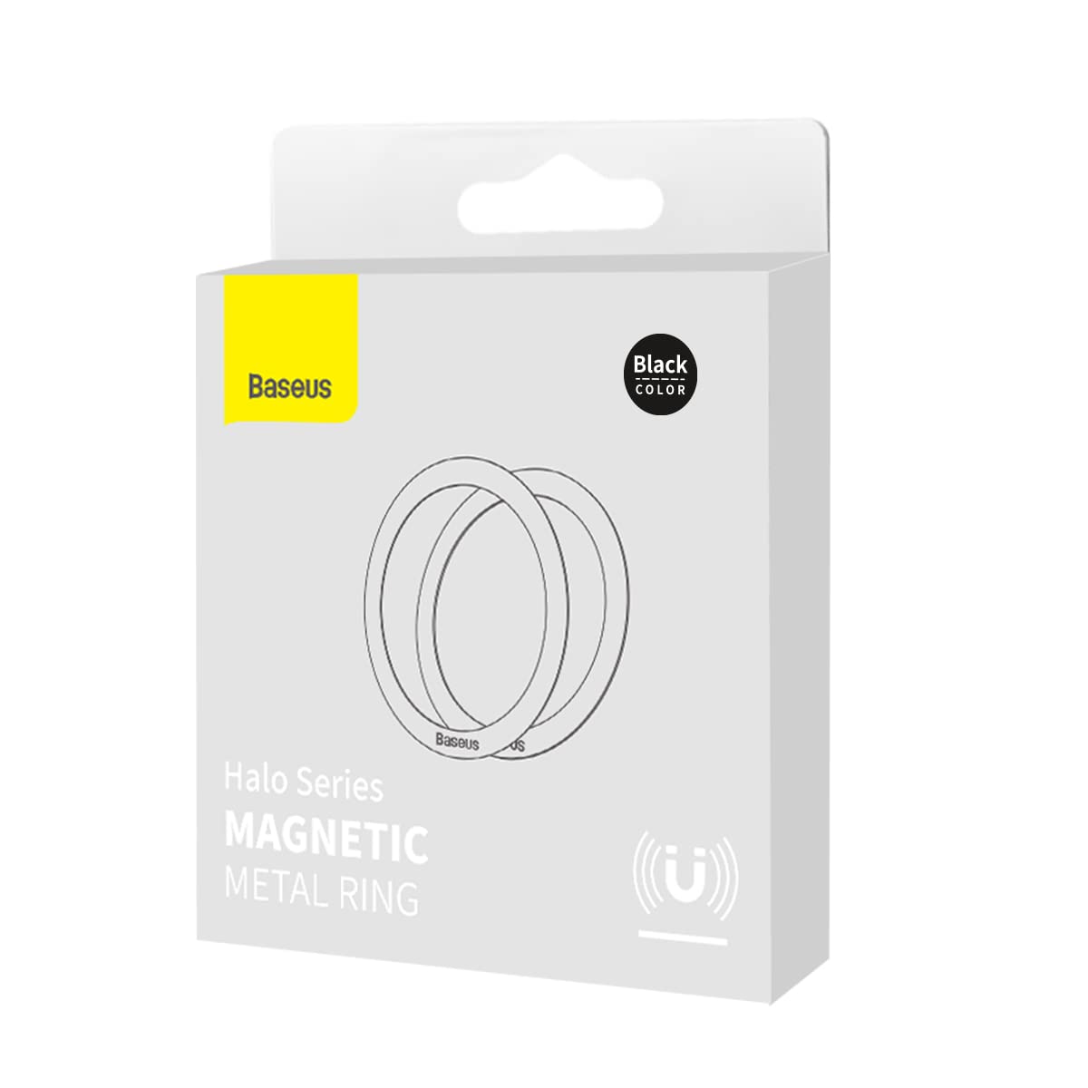 Baseus Magnetic Wireless Charger Magnetic Metal Ring Sticker 2 Pcs, MagSafe Sticker Ring for iPhone 15 Pro Max, Samsung S23 Ultra & More – Black