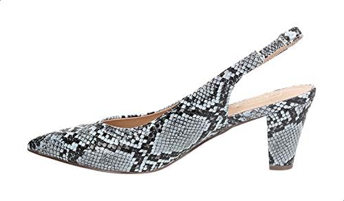 Dejavu Snake Embossed Faux Leather Pointed-Toe Slingback Pump Shoes for Women