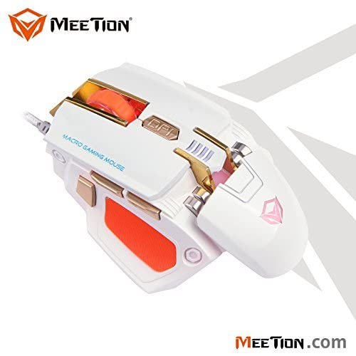 Meetion M975 - USB Corded Gaming Mouse (2000 DPI) – For PC & Laptop – White