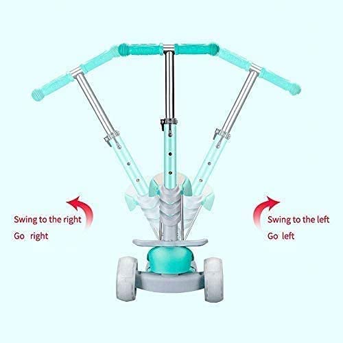 SHINEDOWN Kids 3 Wheel Scooter,Adjustable Height Kids Scooter,Lean to Steer with Extra-Wide PU LED Light Up Wheels,For Boys & Girls from 2 Years Old and Up (Green with Handle)