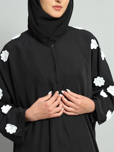 Styleville.in Black Solid Abaya with hijab for women