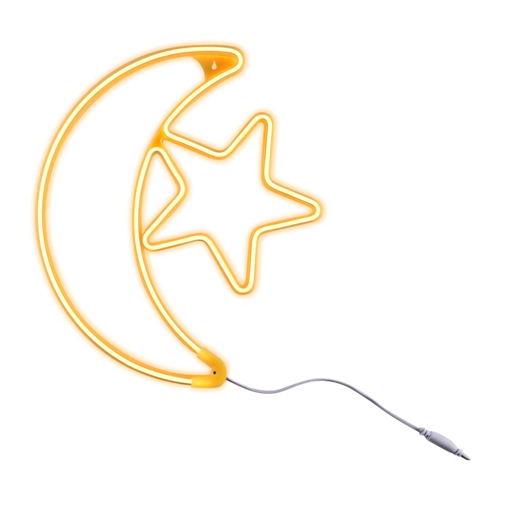 HILALFUL Moon Star Medium Light Ideal for Living Rooms, Bedrooms, and Outdoor Spaces | Perfect Festive Gift for Ramadan, Eid, Birthdays, Weddings, and Housewarmings | Includes 1.5m Cable