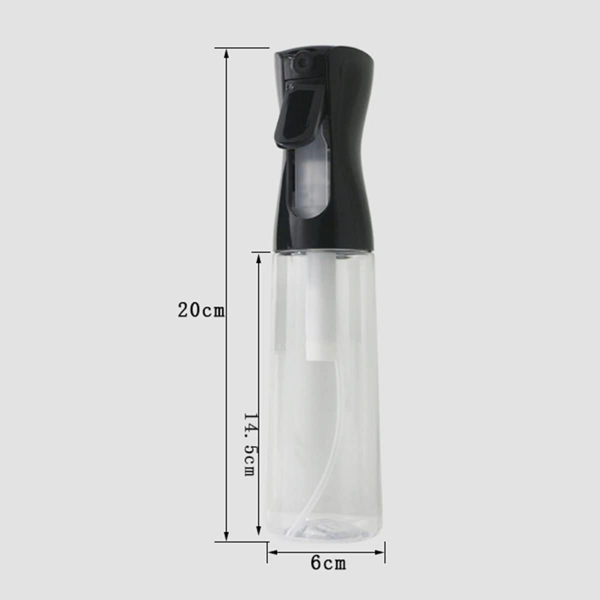 ECVV® Continuous Spray Bottle Plastic Empty Hair Mist Sprayer Ultra Fine Water Mister for Hairstyling Cleaning Salons Plants Pet Care (300ml, Transparent Black)