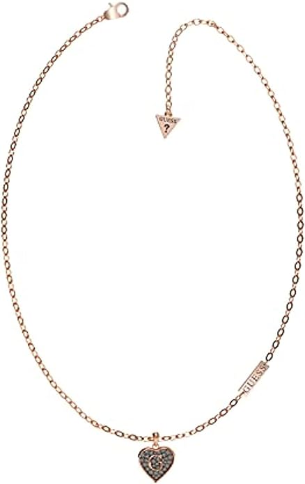 Guess UBN79035 Heart-Shaped Pendant Necklace with Zircon Embellishments - Stainless Steel