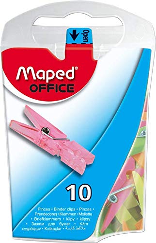 Maped Mini Clips in Dispenser Case - Assorted Colors, Pack of 10 (Model: 344011ZC)