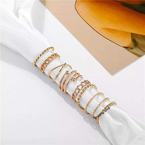 Shining Diva Fashion Metal Alloy Boho Midi Finger Crystal Rings for Women - Set of 8 (11811r)