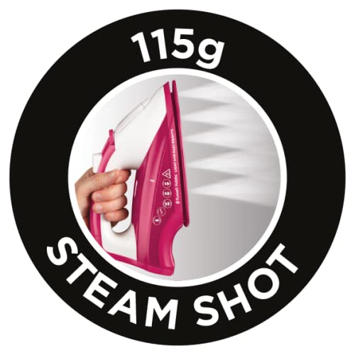 Russell Hobbs Light and Easy Bright Steam Iron - Colorful Design with 2x More Durable Soleplate, 115 Gram Steam Shot and 35 Gram Continuous Steam (26480) Mulberry