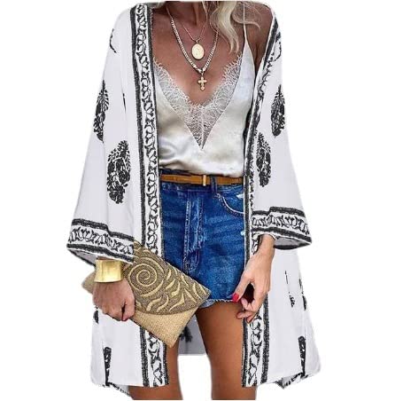 Womens 2022 Fashion Summer Print Kimono Casual Cardigans Loose Cover ups