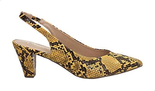 Dejavu Snake Embossed Faux Leather Pointed-Toe Slingback Pump Shoes for Women