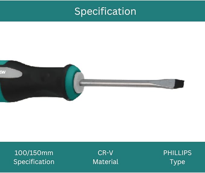 Sulfar Power Action Power Action Classic Slotted Screwdriver With Quality Construction CRV Satin Finished Bi-Color Comfortable Grip (Green,Black)