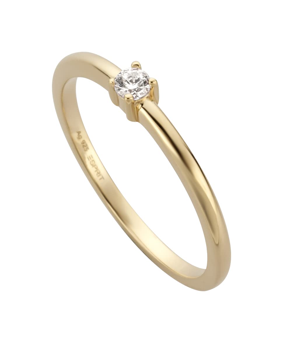 ESPRIT ESRG01601218 Gold Tone Ladies Ebba Ring, Metal, Cubic Zirconia