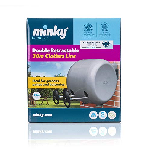 Minky Homecare Outdoor Retractable Clothesline, 2X 49 Feet, Gray