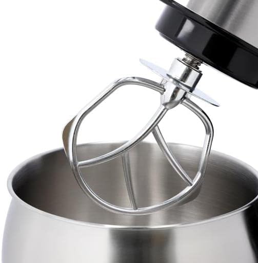 Geepas Digital Multi Function Kitchen Machine, GSM43046 6 Speed Control Electric Mixer with Dough Hook, Whisk, Beater 5L Stainless Steel Bowl Lid 1300W Powerful Motor, Silver