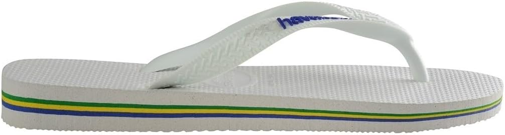 Havaianas Unisex Brasil Logo Thong Flip Flop Slipper, White, 45/46