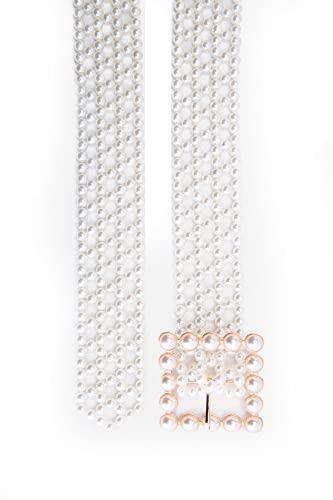 Low Waist Full Pearl Wrap Around Belt - Pearl White - Pearl - One Size