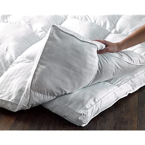 Deyarco Soft Comfort Doublemattress Topper85Gsm Microfiber 1 Cm Stripe Super Soft Fabric 500Gsm Soft, Firm ,And Extra Thick Fibersheet With 4 Sides Elastic Bands-Size: 120 X 200Cm ,White
